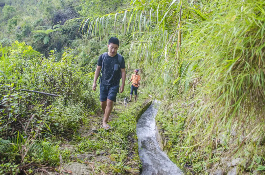 Following an irrigation canal leading to Fowa-as Falls.