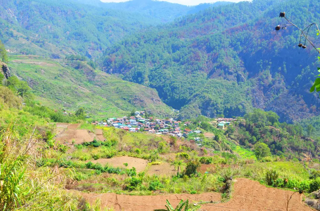 Distant view of barangay Fidelisan in Sagada, Mountain Province.