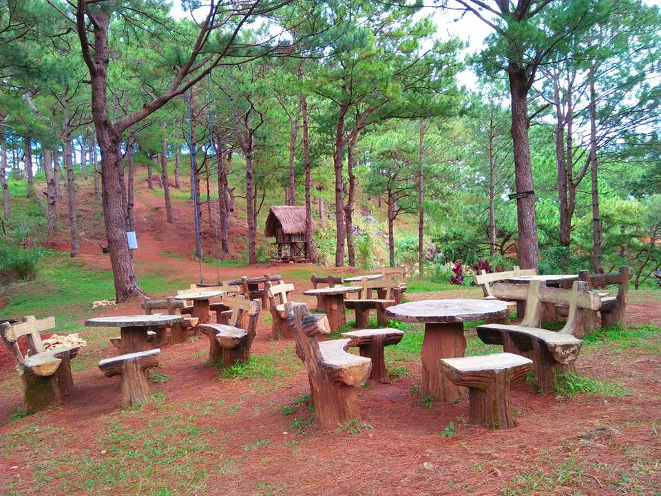 Picnic tables atop Mt Kalugong 