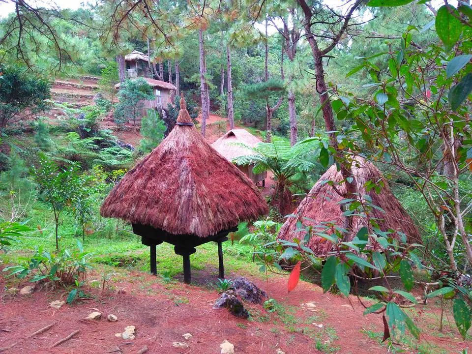 Traditional dwellings can be seen atop Mt. Kalugong. 